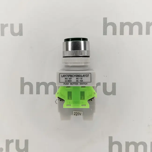 Кнопка LAY7 (PBCY090) LAY37 (зелёная, с фиксацией) Hualian - Купить с доставкой по всей России