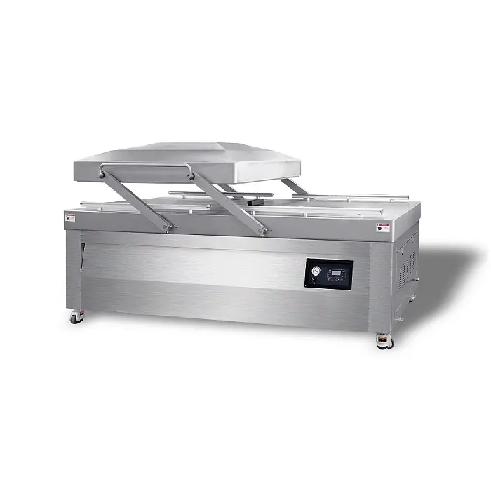 Напольная двухкамерная вакуум-упаковочная машина HVC-1100S/2B (нерж., газ, ОБРЕЗКА, автоподъем крыш)  Hualian - Купить с доставкой по всей России