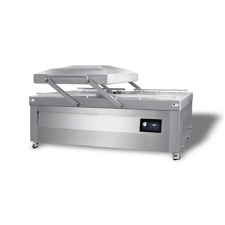 Напольная двухкамерная вакуум-упаковочная машина HVC-1100S/2B (нерж., газ, ОБРЕЗКА, автоподъем крыш)  Hualian - Купить с доставкой по всей России