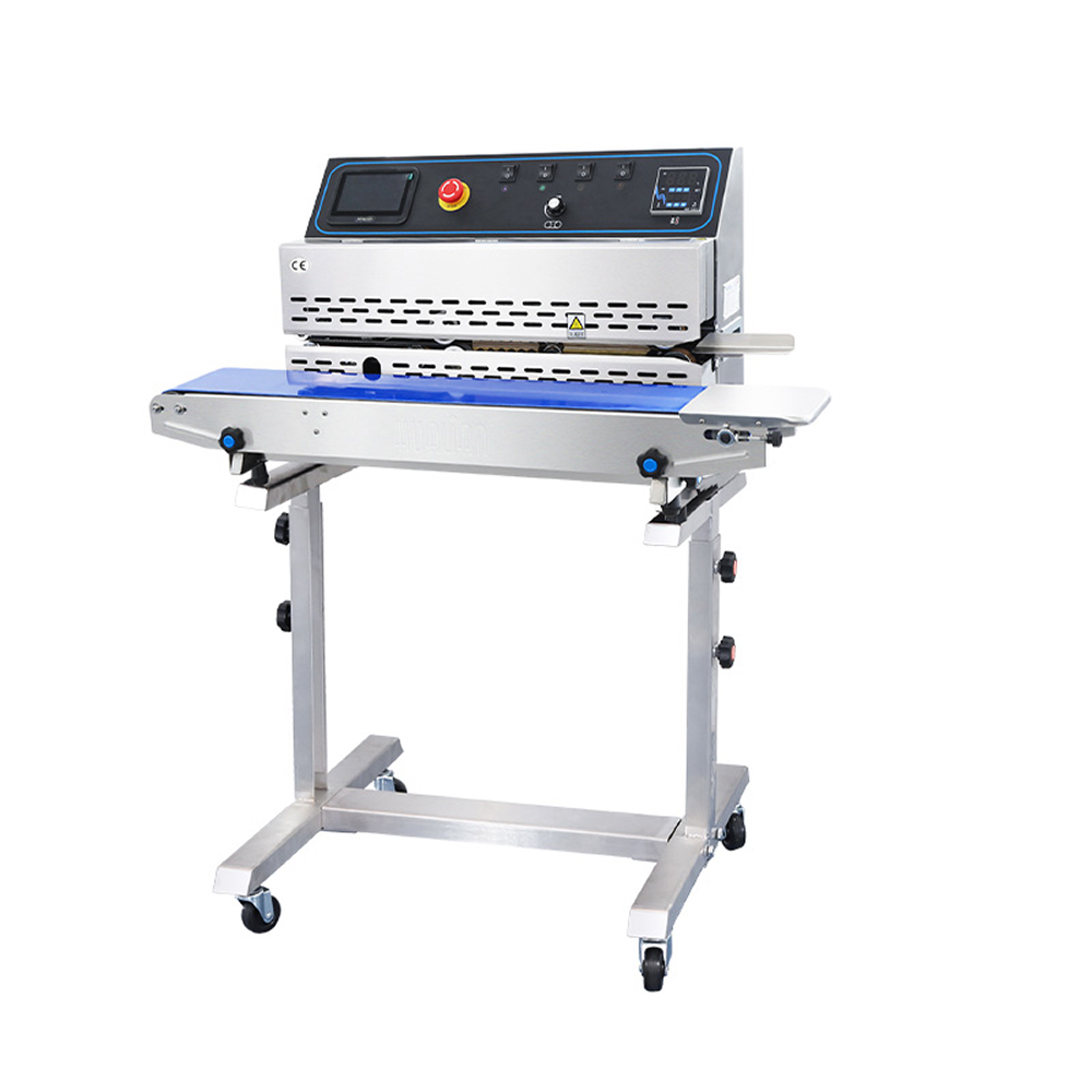 Горизонтальный конвейерный роликовый запайщик FRP-810III (на консоли, каплеструйный принтер)