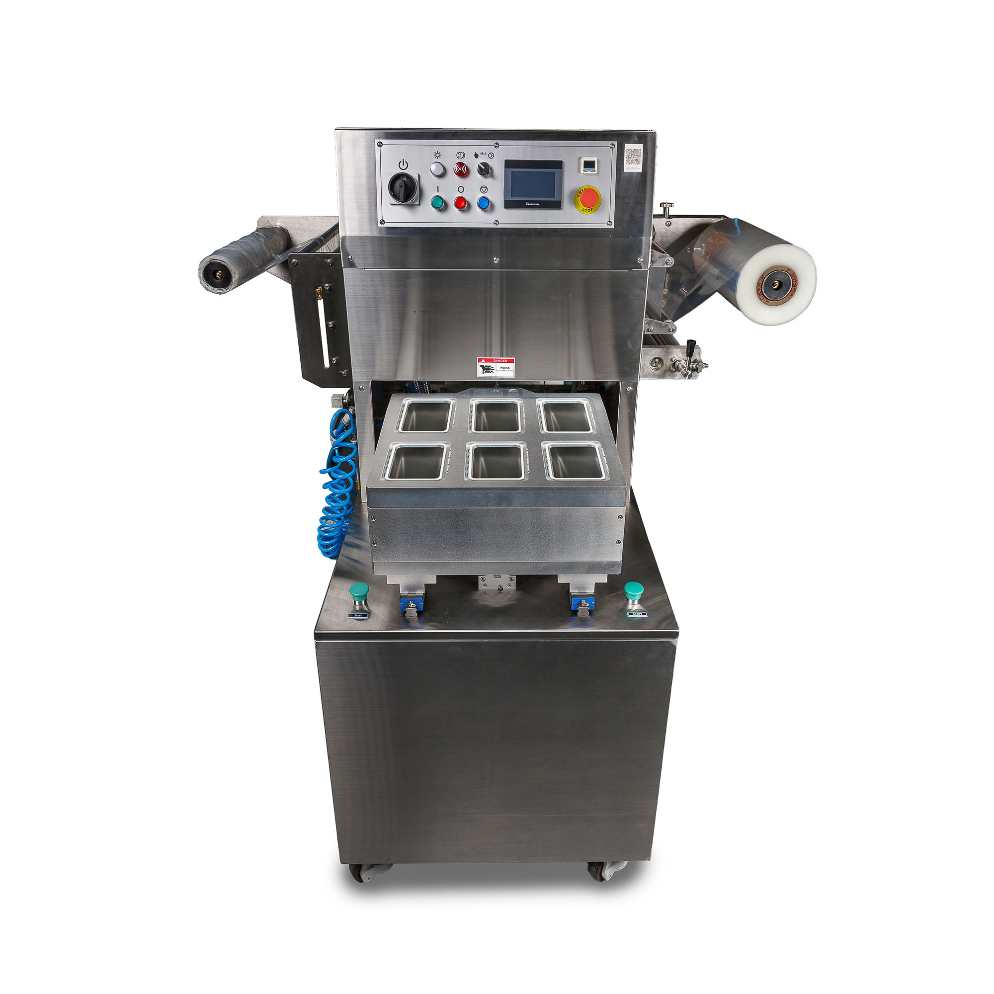 Полуавтоматический запайщик лотков HVT-550M/6 (нерж.) (6 лотков,187*137*(18-120))