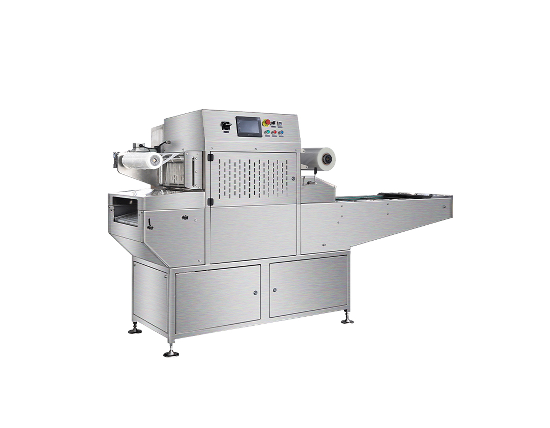 Автоматический конвейерный запайщик лотков с функцией вакуумизации и газации HVT-450A/4 V2 (210*148 нерж., скин, дв. ст. 100м3/ч)