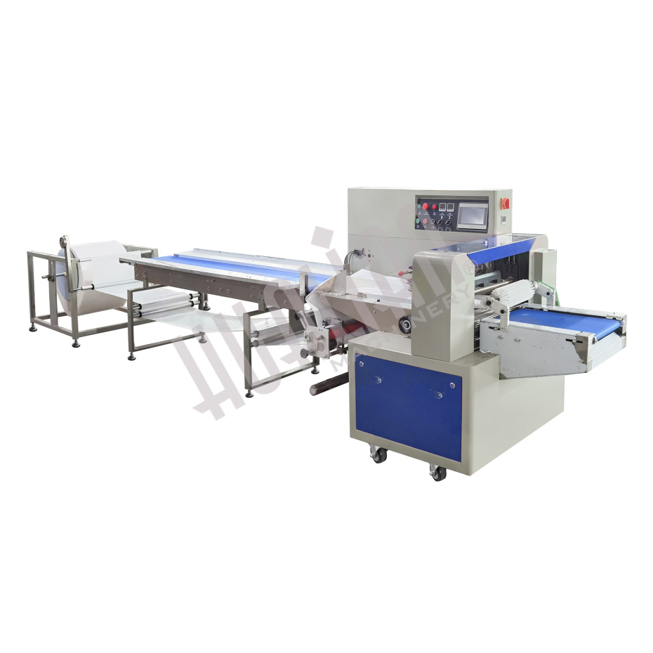 Автоматическая горизонтальная упаковочная машина DXDZ-600XD под ВПП (3 servo, лент. 250 мм, рег. форм., min bag L 130, H 120, трансп.попереч.запайки) Hualian - Купить с доставкой по всей России