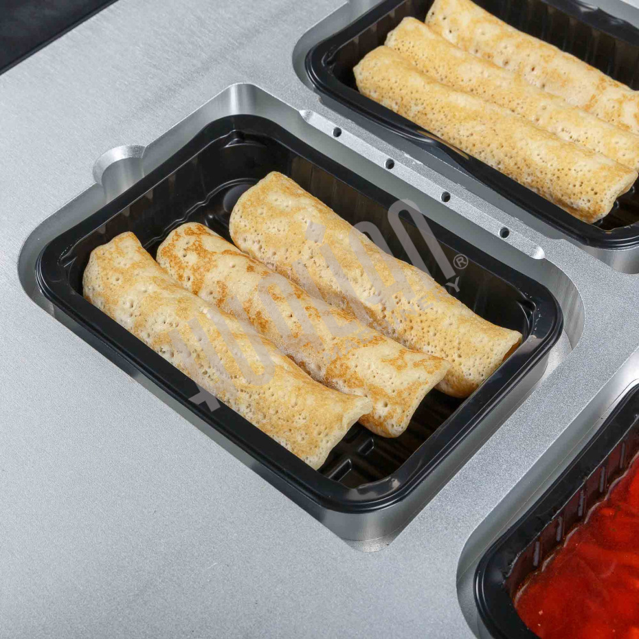 Полуавтоматический запайщик лотков ротационного типа (4 лотка,187*137*120) HVT-450R (нерж.) Hualian - Купить с доставкой по всей России - 16