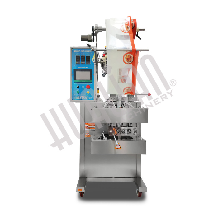 Автоматическая фасовочно-упаковочная машина DXDF-320RH-E (нерж., 4-х шовн. пакет, 15-100 мл, W пленки 240 мм, насечка, зубч. нож) Hualian - Купить с доставкой по всей России