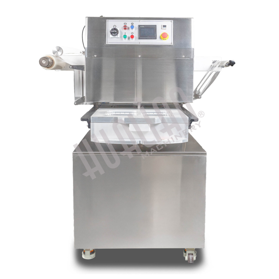 Полуавтоматический запайщик лотков ротационного типа (4 лотка,187*137*120) HVT-450R (нерж.) Hualian - Купить с доставкой по всей России - 2