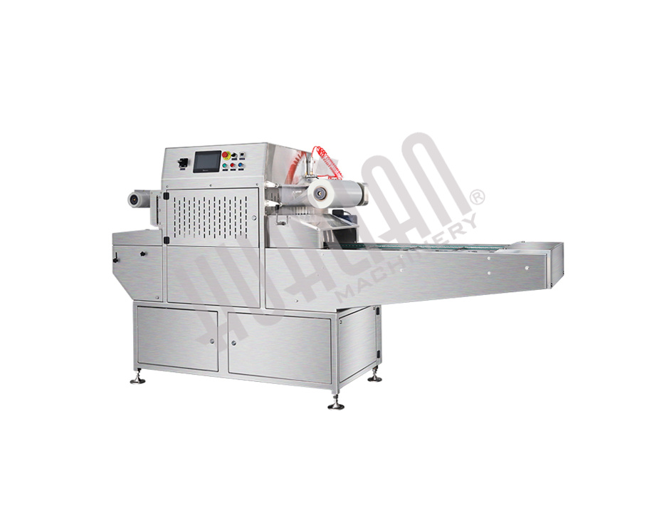 Автоматический конвейерный запайщик лотков с функцией вакуумизации и газации HVT-450A/4 V2 (210*148 нерж., скин, дв. ст. 100м3/ч) Hualian - Купить с доставкой по всей России - 3