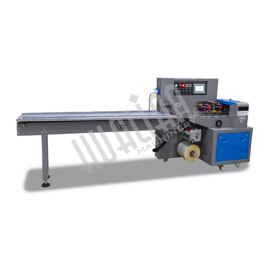 Горизонтальная упаковочная машина DXDZ-450XD (3 servo, лент. 200 мм, рег.форм., min bag L 130, H 100, трансп.попереч.запайки)  Hualian - Купить с доставкой по всей России