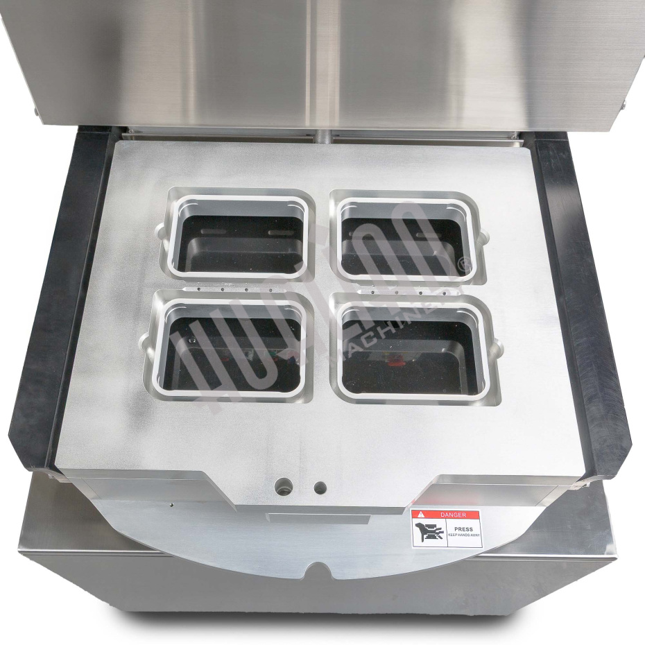 Полуавтоматический запайщик лотков ротационного типа (4 лотка,187*137*120) HVT-450R (нерж.) Hualian - Купить с доставкой по всей России - 9