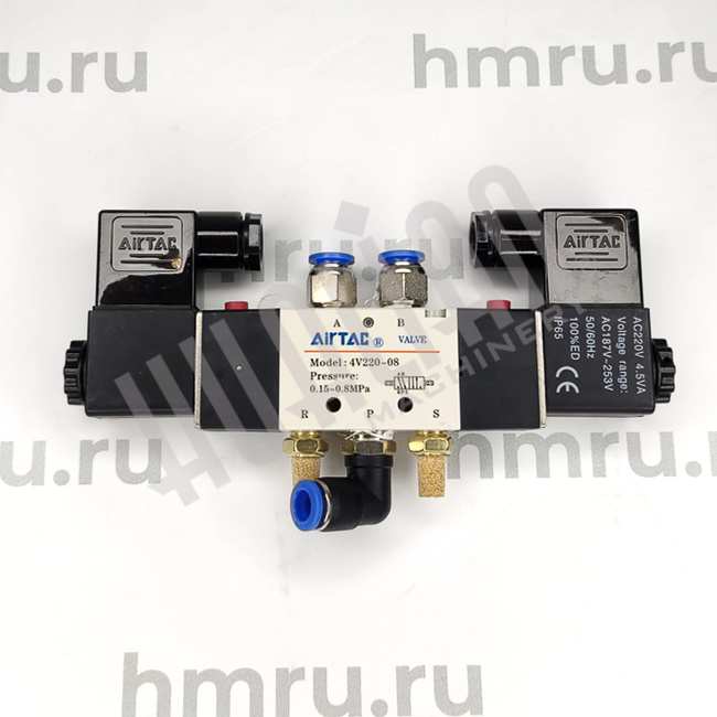 Пневмораспределитель 4V220-08/220 (в комлекте с коннекторами 2 шт) Hualian - Купить с доставкой по всей России - 2