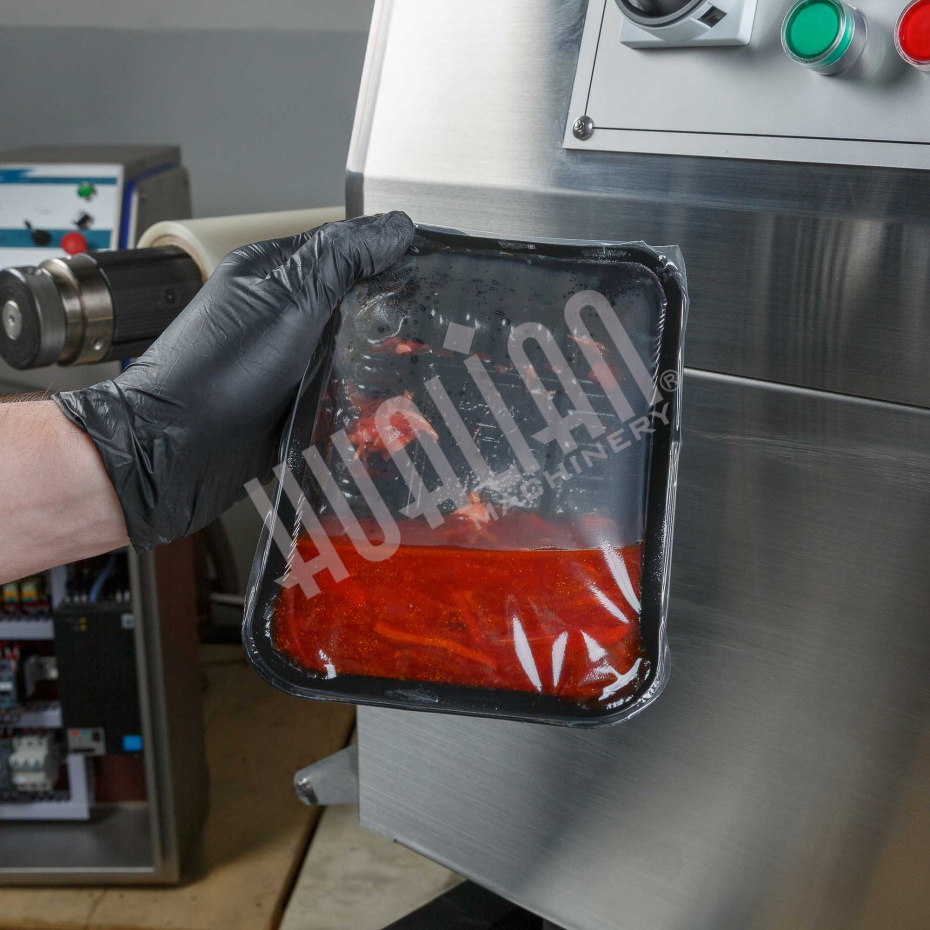 Полуавтоматический запайщик лотков ротационного типа (4 лотка,187*137*120) HVT-450R (нерж.) Hualian - Купить с доставкой по всей России - 26