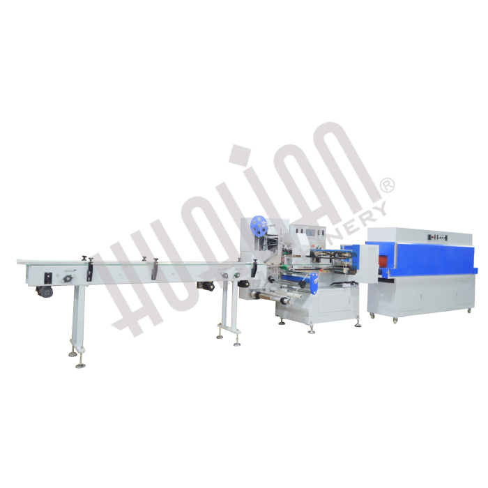 Горизонтальная упаковочная машина DXDZ-590B/180 (3 servo, ПОФ, лент - 200 mm, bag L 150-1000 mm, bag W 30-180 mm, H 30-105 mm) Hualian - Купить с доставкой по всей России