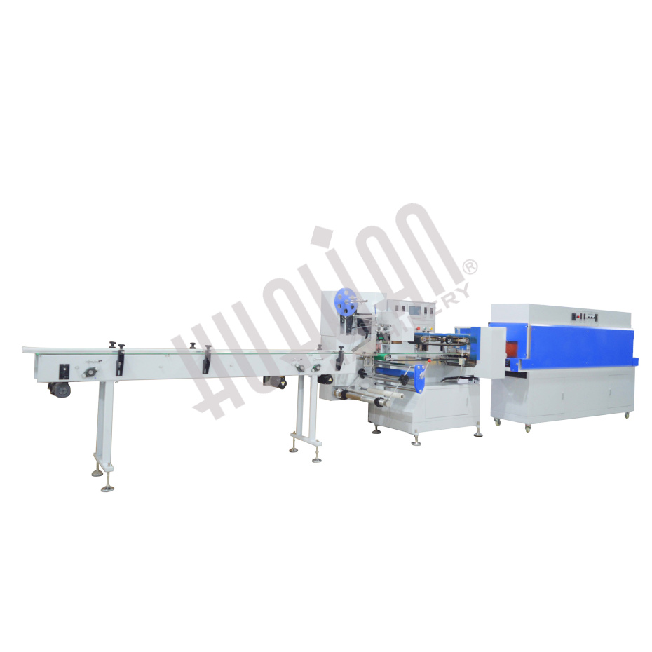 Горизонтальная упаковочная машина DXDZ-590B/180 (3 servo, ПОФ, лент - 200 mm, bag L 150-1000 mm, bag W 30-180 mm, H 30-105 mm) Hualian - Купить с доставкой по всей России