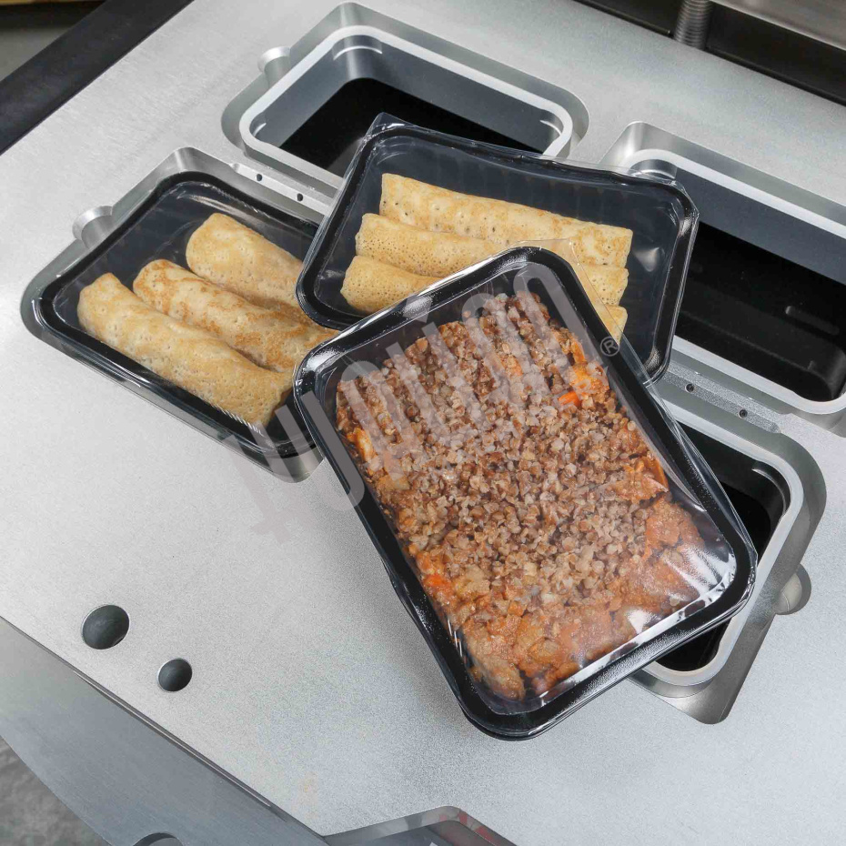 Полуавтоматический запайщик лотков ротационного типа (4 лотка,187*137*120) HVT-450R (нерж.) Hualian - Купить с доставкой по всей России - 28