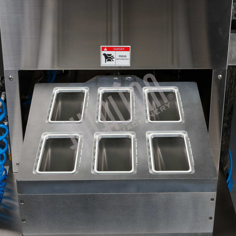 Полуавтоматический запайщик лотков HVT-550M/6 (нерж.) (6 лотков,187*137*(18-120)) Hualian - Купить с доставкой по всей России - 3