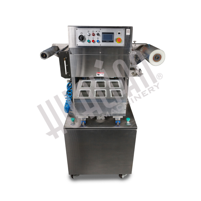 Полуавтоматический запайщик лотков HVT-550M/6 (нерж.) (6 лотков,187*137*(18-120)) Hualian - Купить с доставкой по всей России