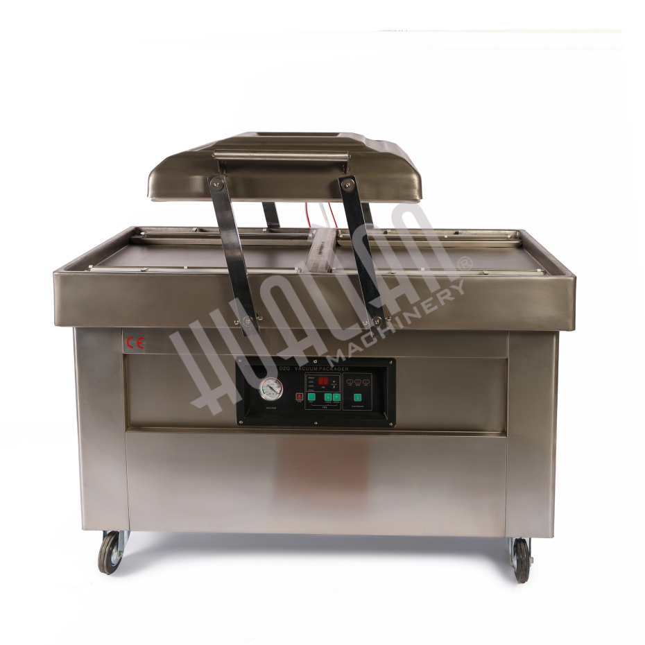 Напольная двухкамерная вакуум-упаковочная машина DZQ-500/2SB SS (нерж., газ) Hualian - Купить с доставкой по всей России