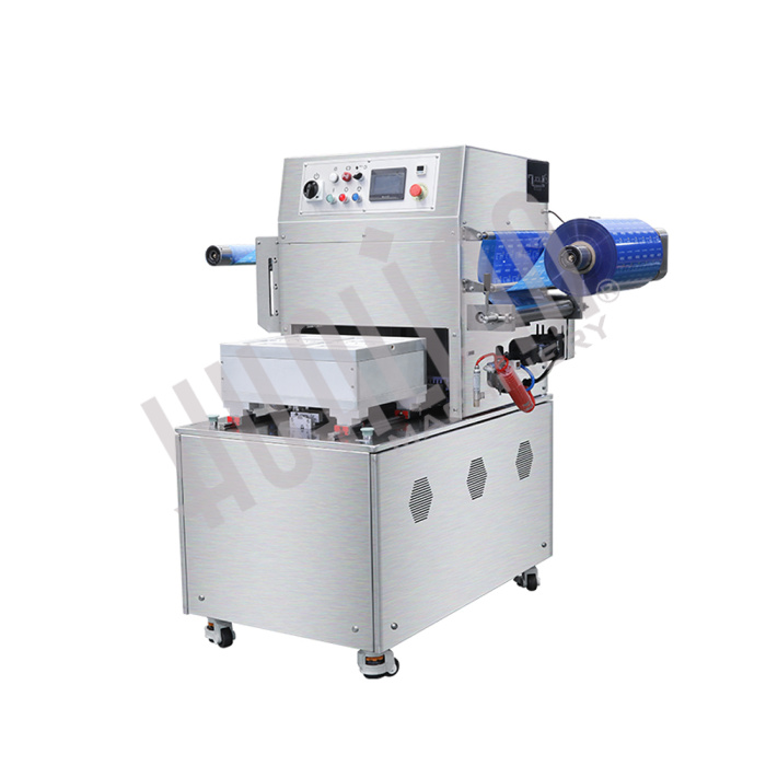 Полуавтоматический запайщик лотков HVT-550M/4 (нерж.) (4 лотка,210*148*(20-100)) Hualian - Купить с доставкой по всей России