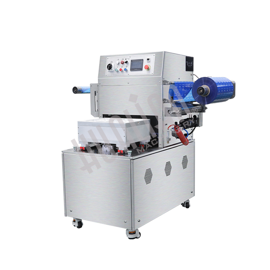 Полуавтоматический запайщик лотков HVT-550M/4 (нерж.) (4 лотка,210*148*(20-100)) Hualian - Купить с доставкой по всей России