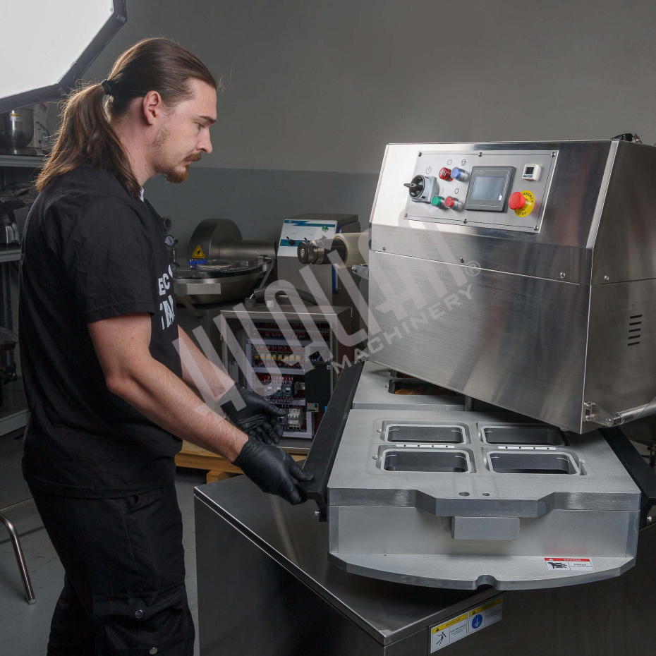 Полуавтоматический запайщик лотков ротационного типа (4 лотка,187*137*120) HVT-450R (нерж.) Hualian - Купить с доставкой по всей России - 20