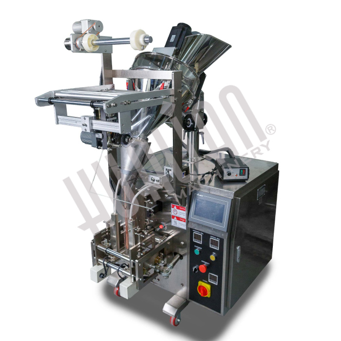 Машина для упаковки трудно-сыпучих продуктов и порошков DXDF-100AX (15-100 мл,4-х шовн., шир.пленки 240 мм, насечка, датер HP-241G, зубчатый нож, шов  Hualian - Купить с доставкой по всей России