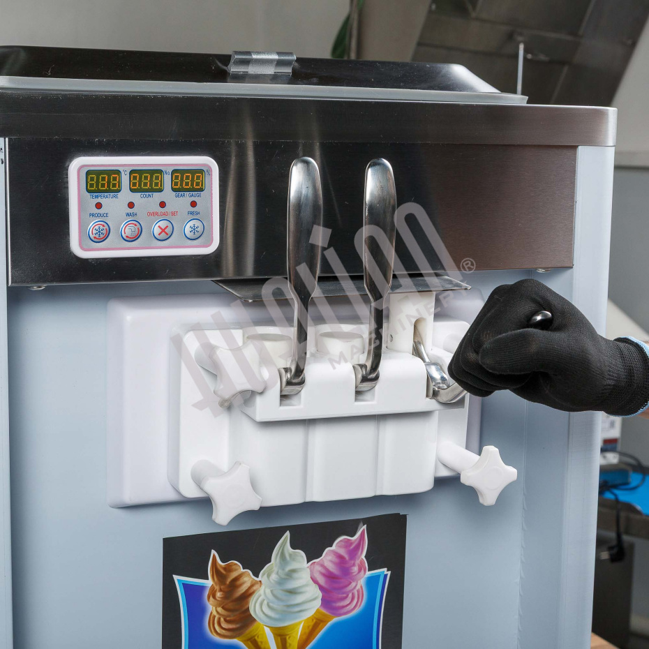 Фризер для мягкого мороженого HIM-03 с функцией ночного хранения и помпой (3 рожка) Hualian - Купить с доставкой по всей России - 17