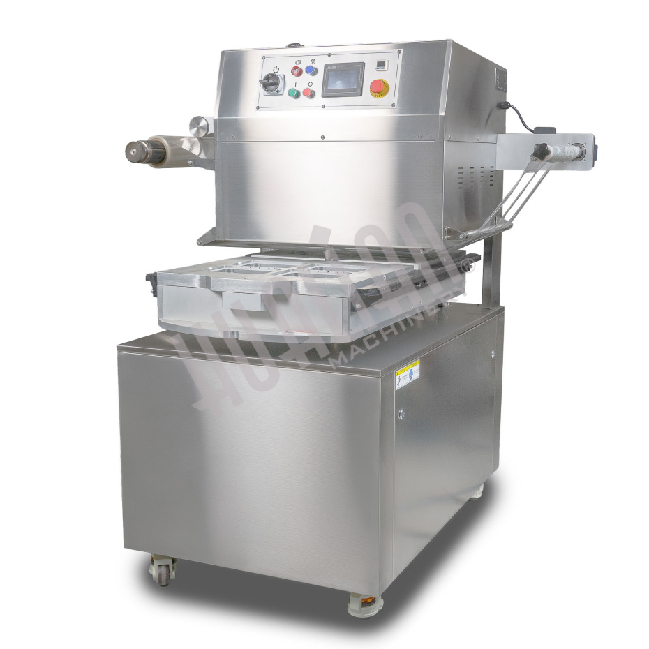 Полуавтоматический запайщик лотков ротационного типа (4 лотка,187*137*120) HVT-450R (нерж.) Hualian - Купить с доставкой по всей России - 3