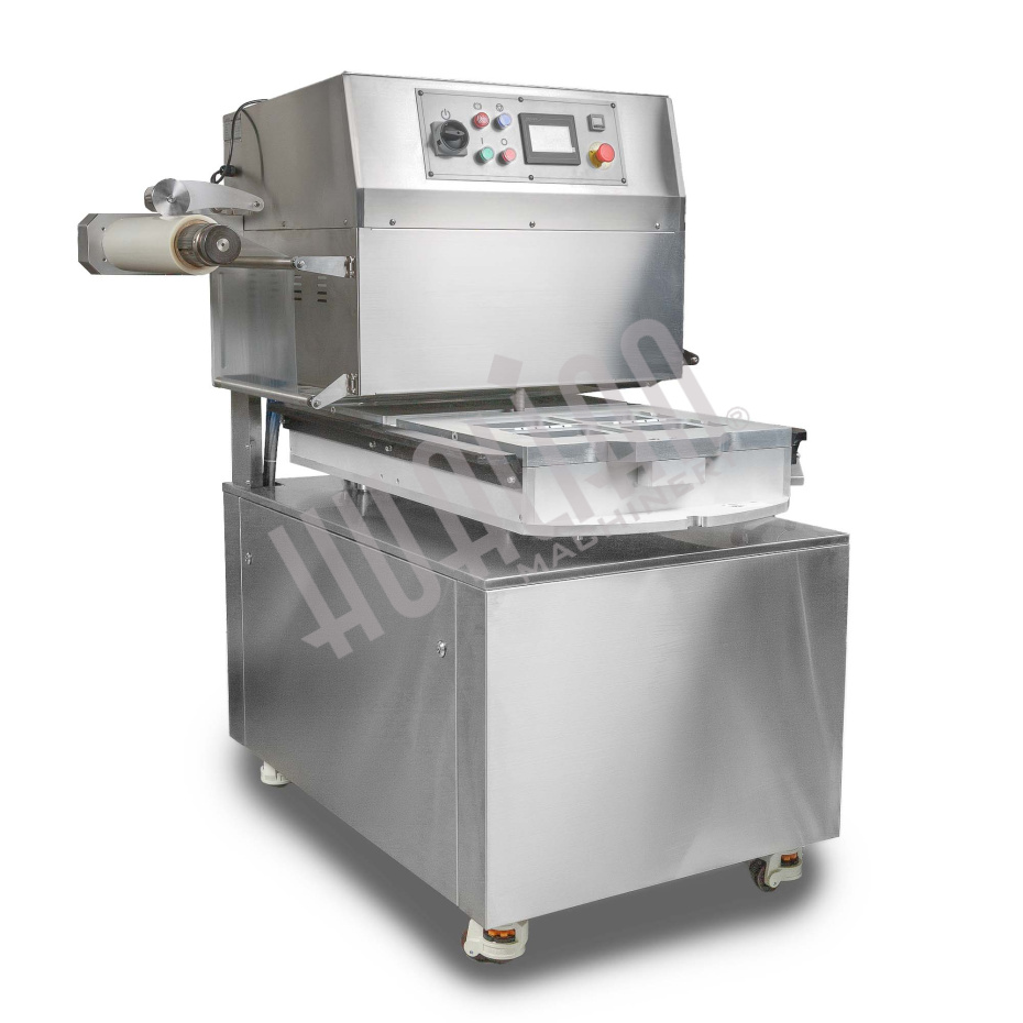 Полуавтоматический запайщик лотков ротационного типа (4 лотка,187*137*120) HVT-450R (нерж.) Hualian - Купить с доставкой по всей России - 4